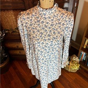 Divided Blue and White Floral Boho Dress